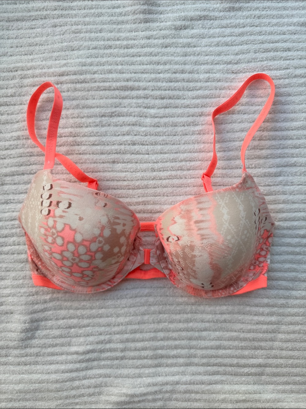 VICTORIA’S SECRET | NWOT Pink Orange Tan Cotton Demi T-Shirt Bra 34D